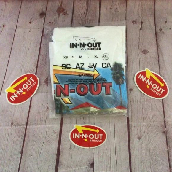 Vintage 2002 In-N-Out Burger Collectible XXL T-Shirt Sealed in Bag with Stickers - Picture 1 of 5